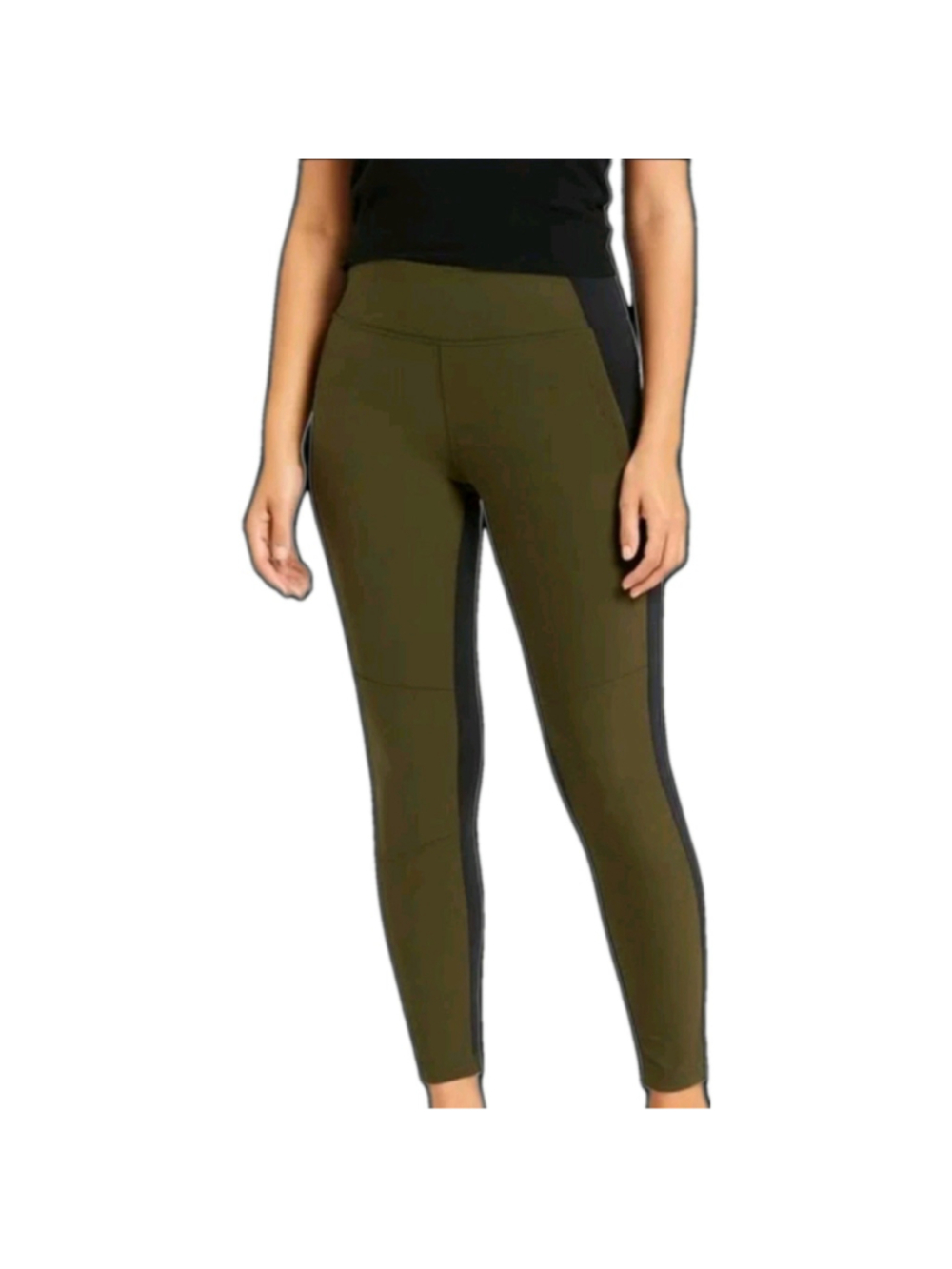 Athleta Highline Hybrid Ankle Tights Wmn 10 Green /Black Hiking Cargo Pants